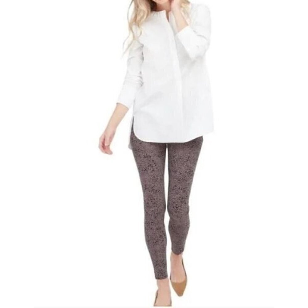 Spanx Pants Womens Large Gray Animal Print Desert Dot Jeanish Leggings Boho